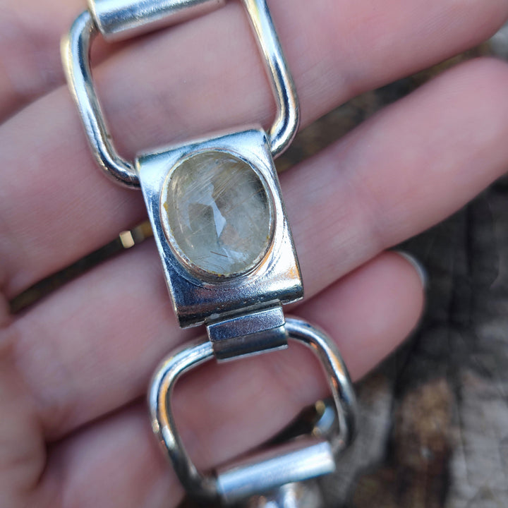 Bracciale geometrico in argento 925 con pietra - ITWAN