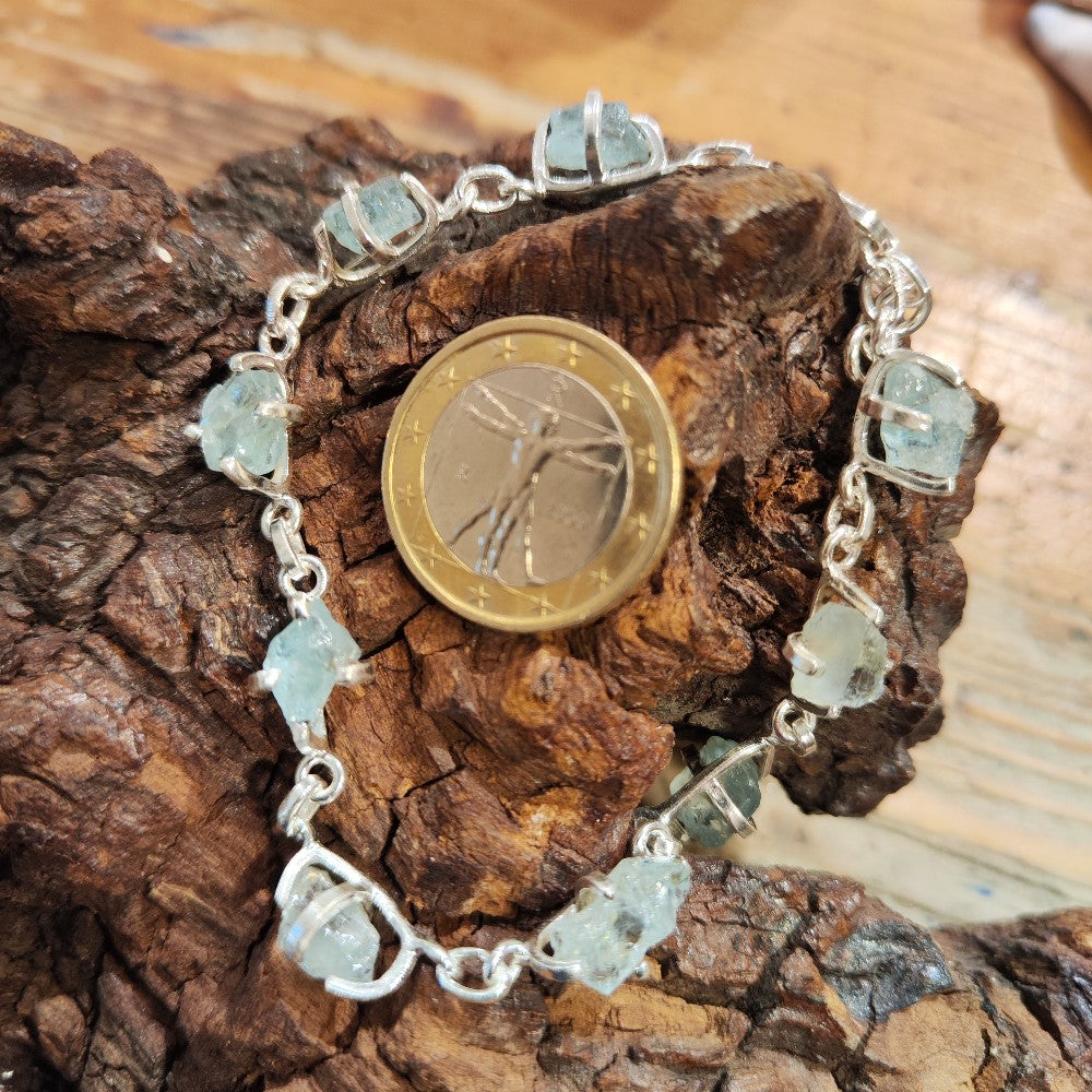 BRACCIALE INAY con Acquamarina grezza in argento 925