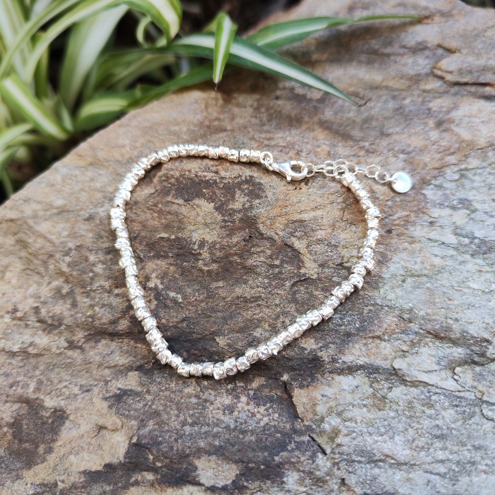 BRACELET handcrafted with hammered tubes - TINY