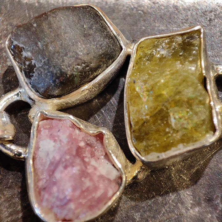 Bracciale argento 925 TORMALINA verde e rosa - NIRDA