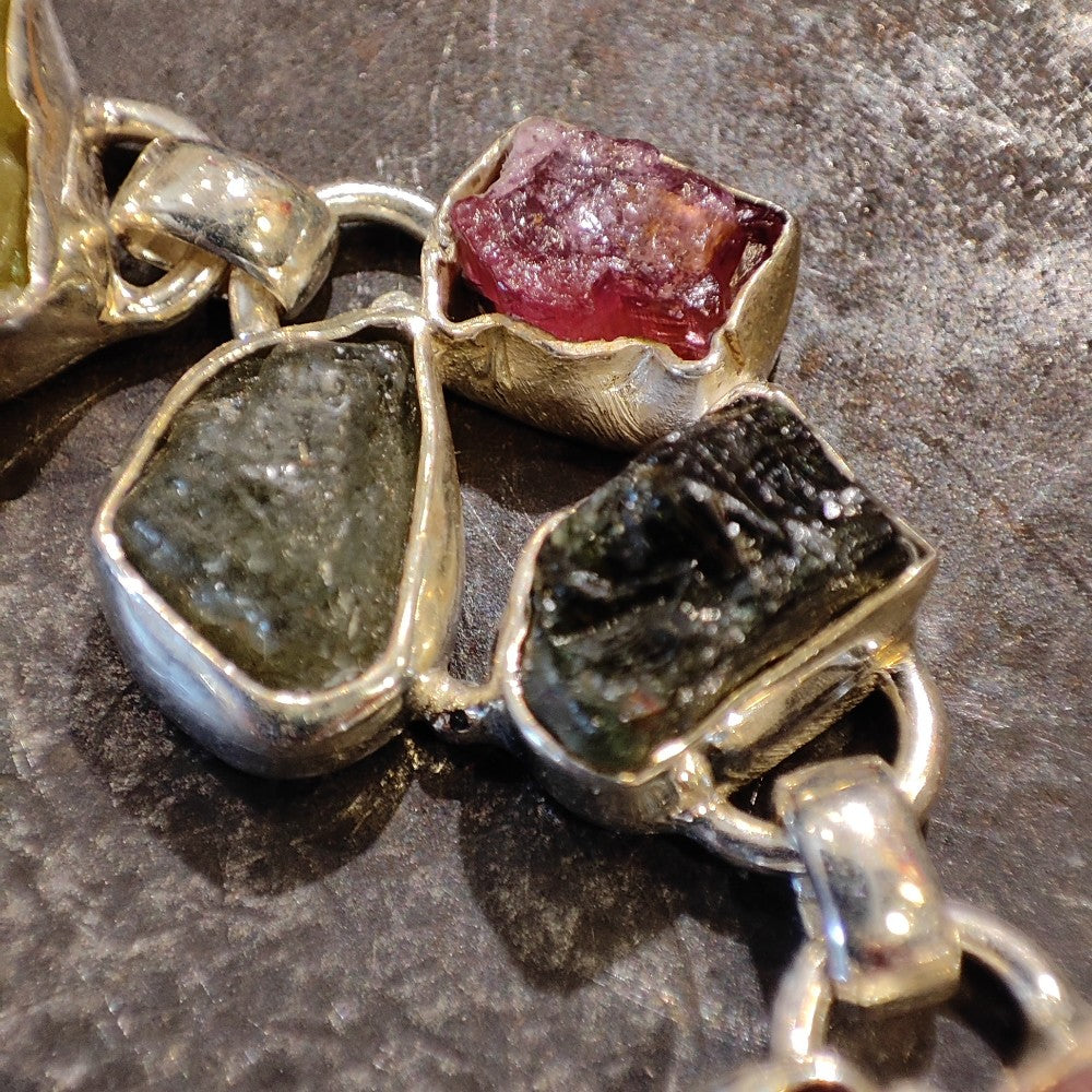 Bracciale argento 925 TORMALINA verde e rosa - NIRDA