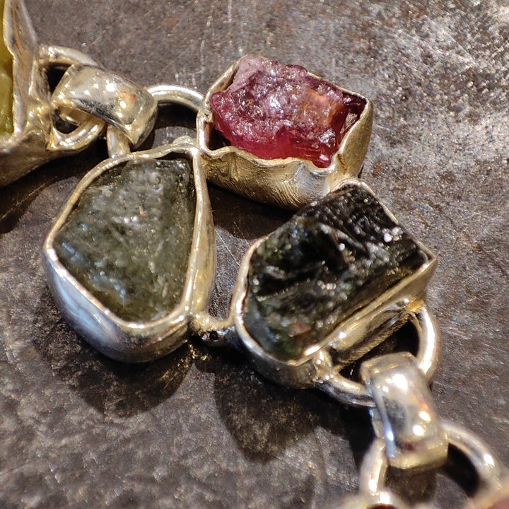 Bracciale argento 925 TORMALINA verde e rosa - NIRDA