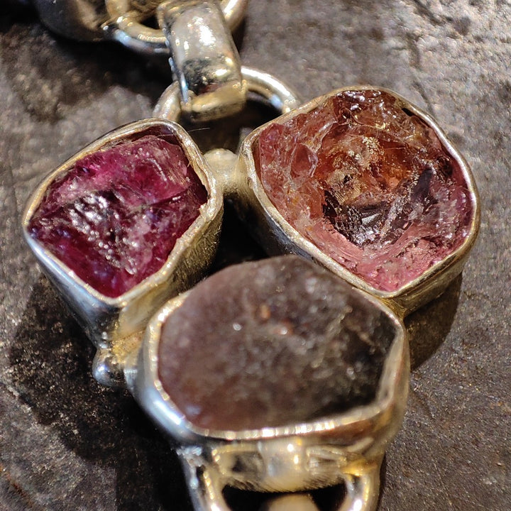 Bracciale argento 925 TORMALINA verde e rosa - NIRDA