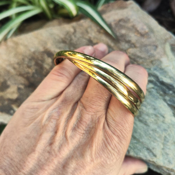 Bracciale artigianale in ottone - PRAKAT#diametro_68-mm-bombato