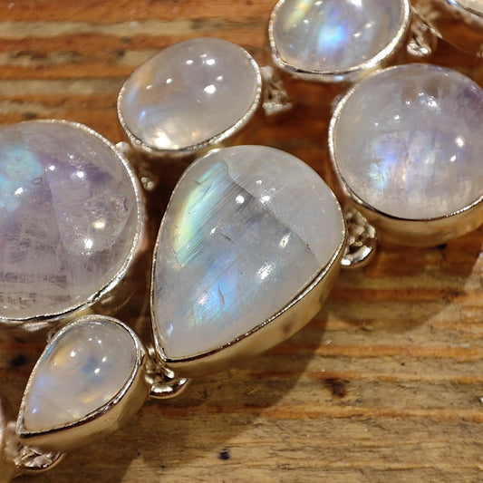Bracciale argento 925 PIETRA DI LUNA cabouchon - DALIA