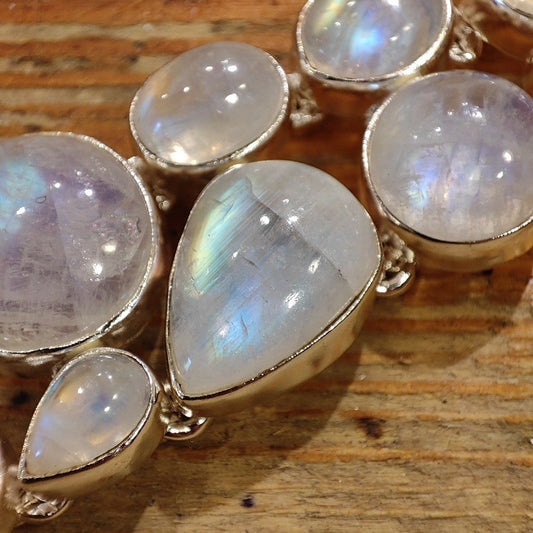 Bracciale argento 925 PIETRA DI LUNA cabouchon - DALIA
