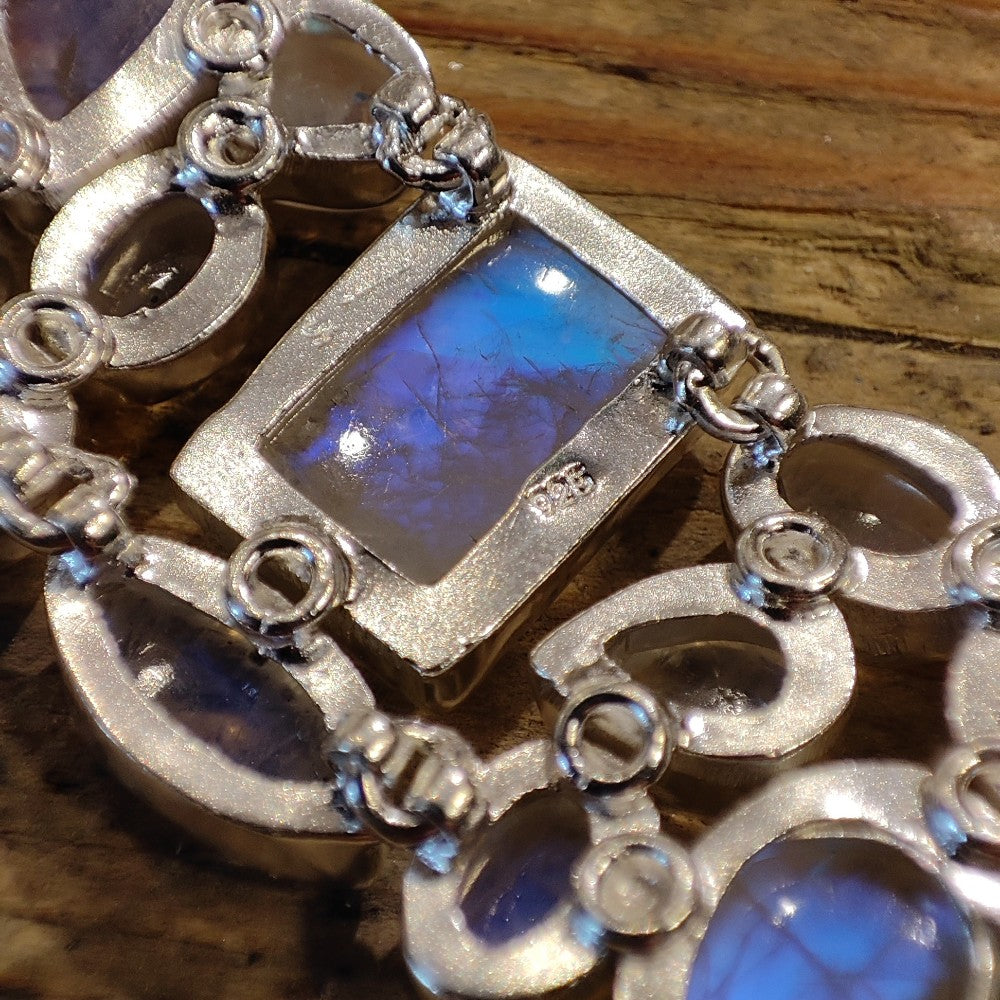 Bracciale argento 925 PIETRA DI LUNA cabouchon - LAILA