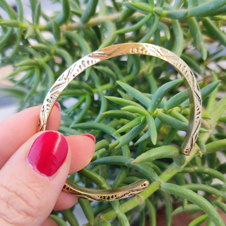 Bracciale TUAREG aperto rigido etnico in ottone - GODAPHINI
