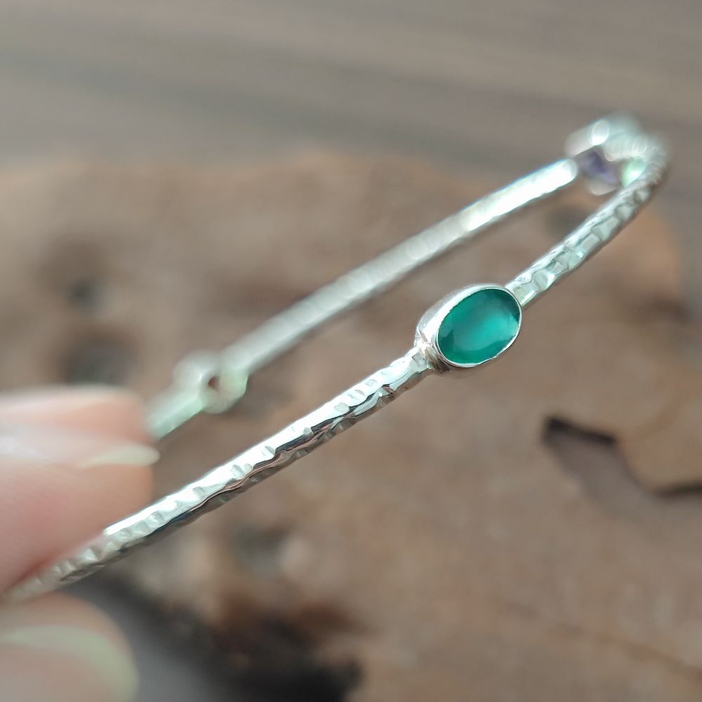 Bracciale rigido multipietra in argento 925 - KEHSPUR