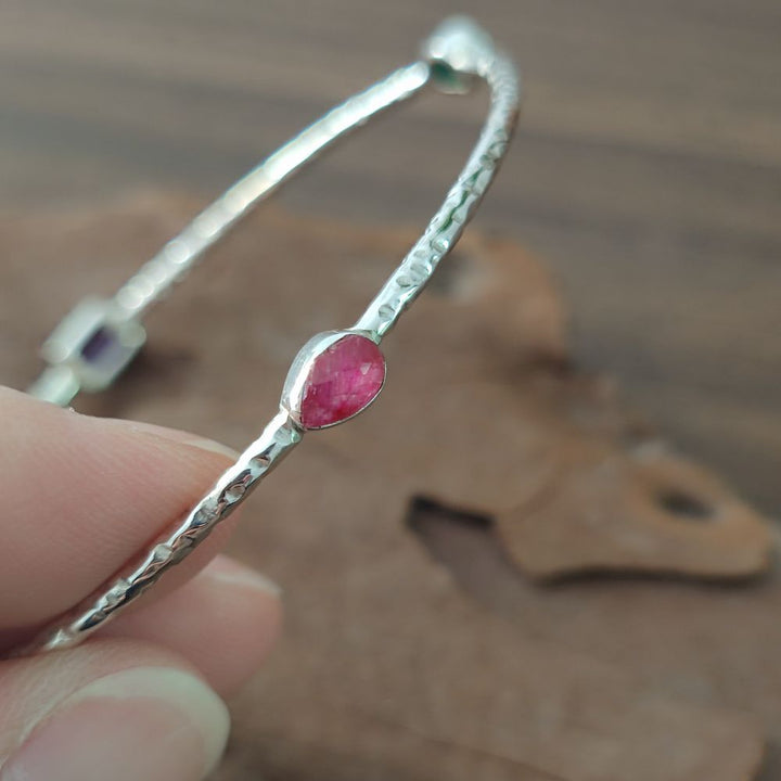 Bracciale rigido multipietra in argento 925 - KEHSPUR