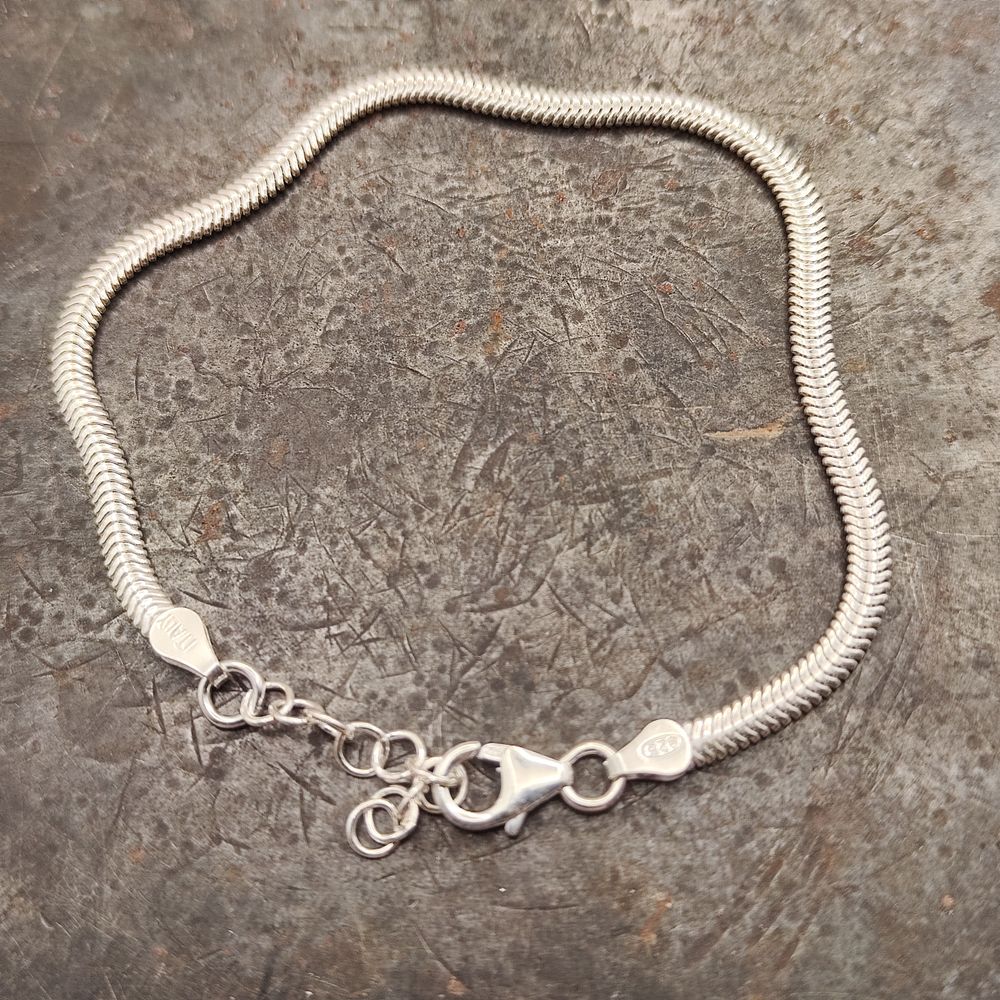 Bracciale piatto snake sottile argento 925 - BIKANER