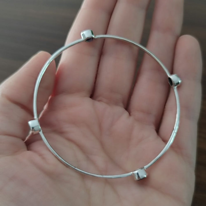 Bracciale rigido con pietra in argento 925 - BARIKUL