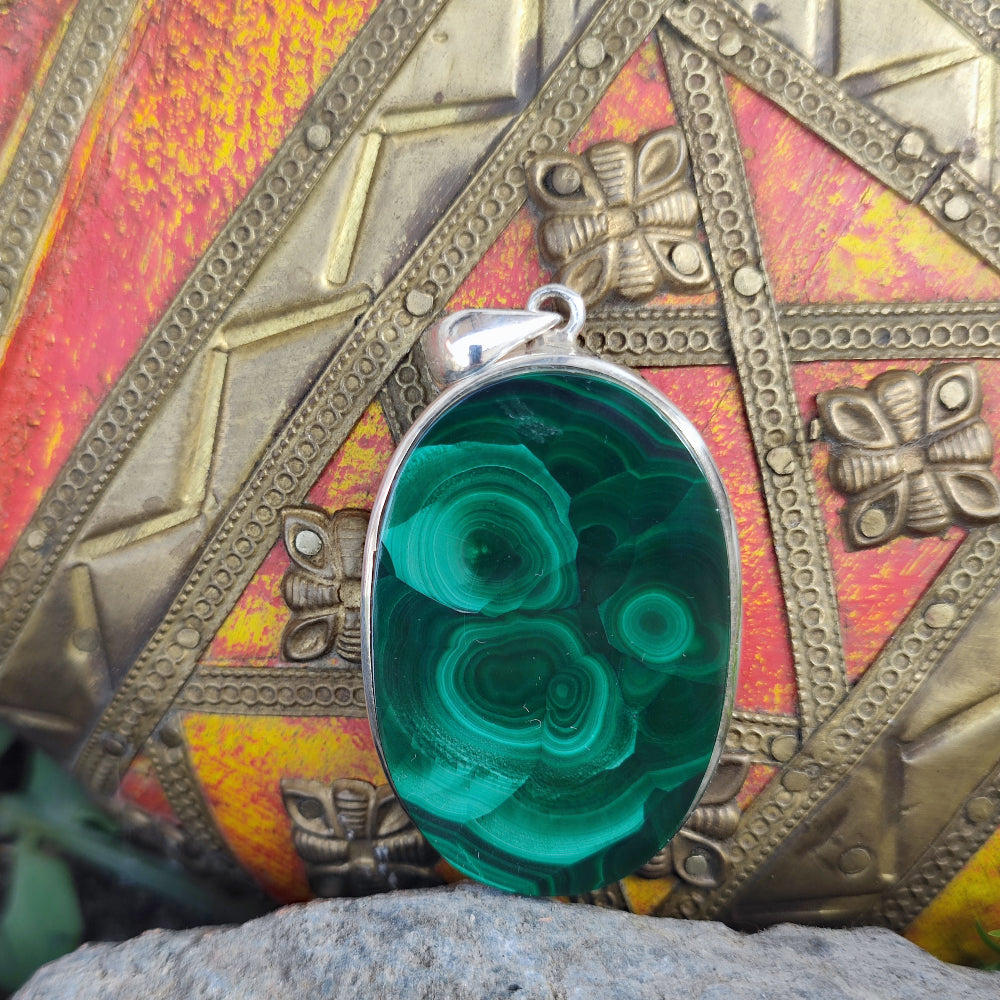 Ciondolo etnico in argento 925 con pietra - KOVILL