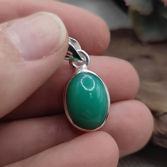 Ciondolo CRISOPRASIO Cabouchon in argento 925 - OSMANIA