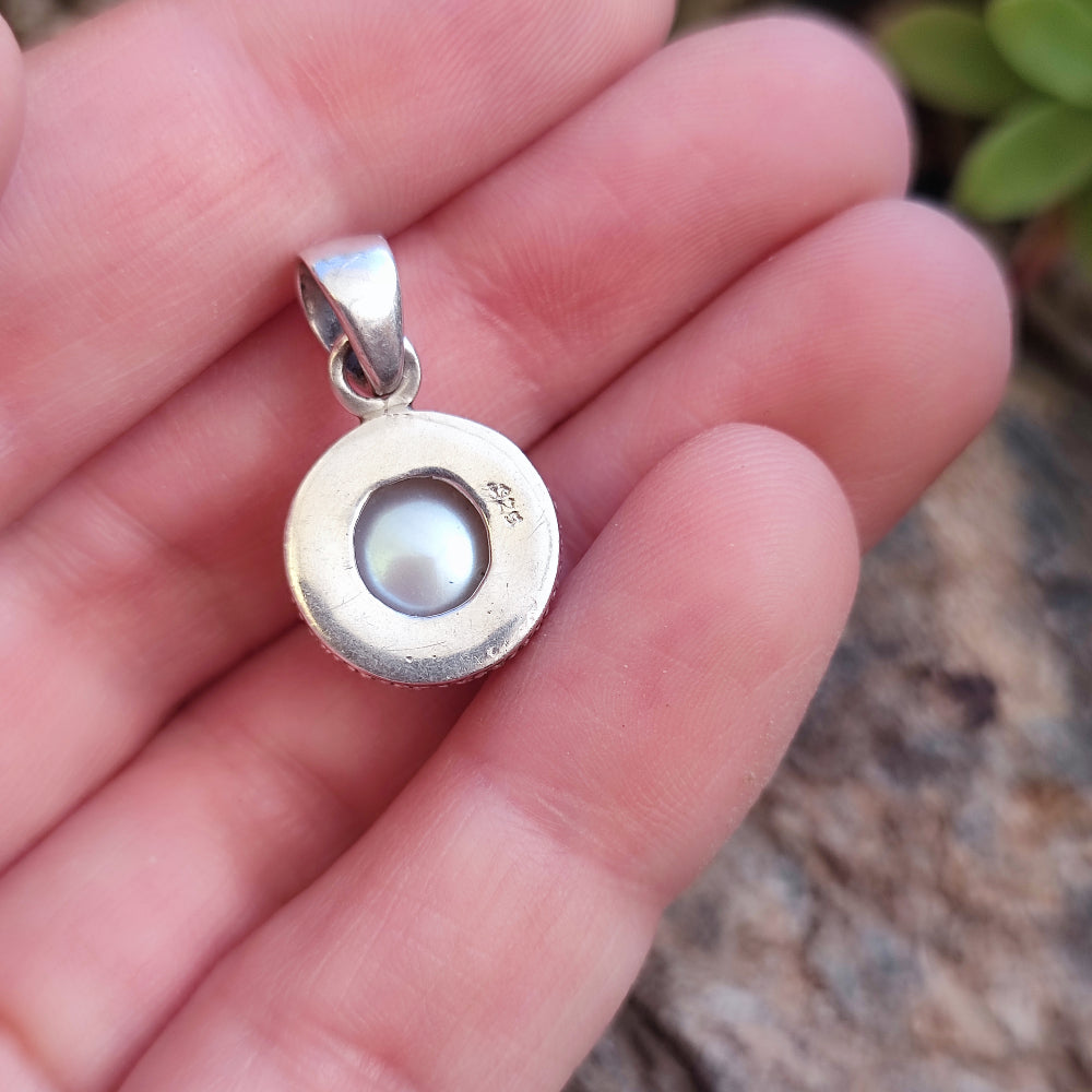 Ciondolo etnico in argento 925 con perla - SUROTH