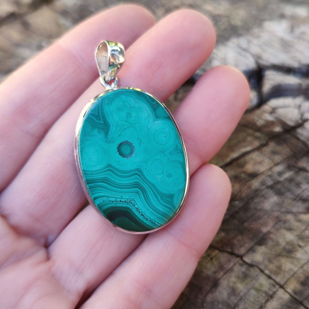 Ciondolo etnico in argento 925 con pietra - AMRAVATI