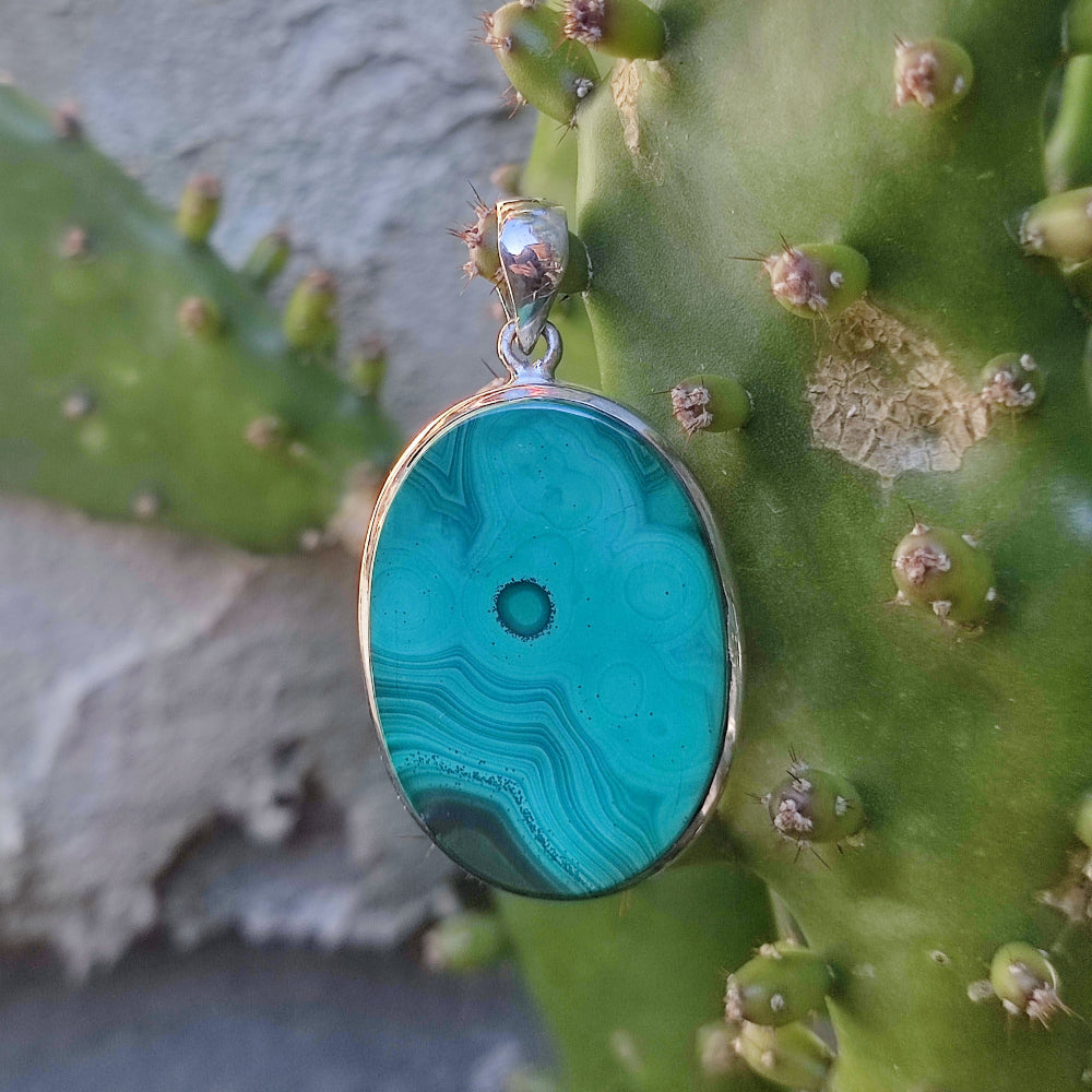 Ciondolo etnico in argento 925 con pietra - AMRAVATI