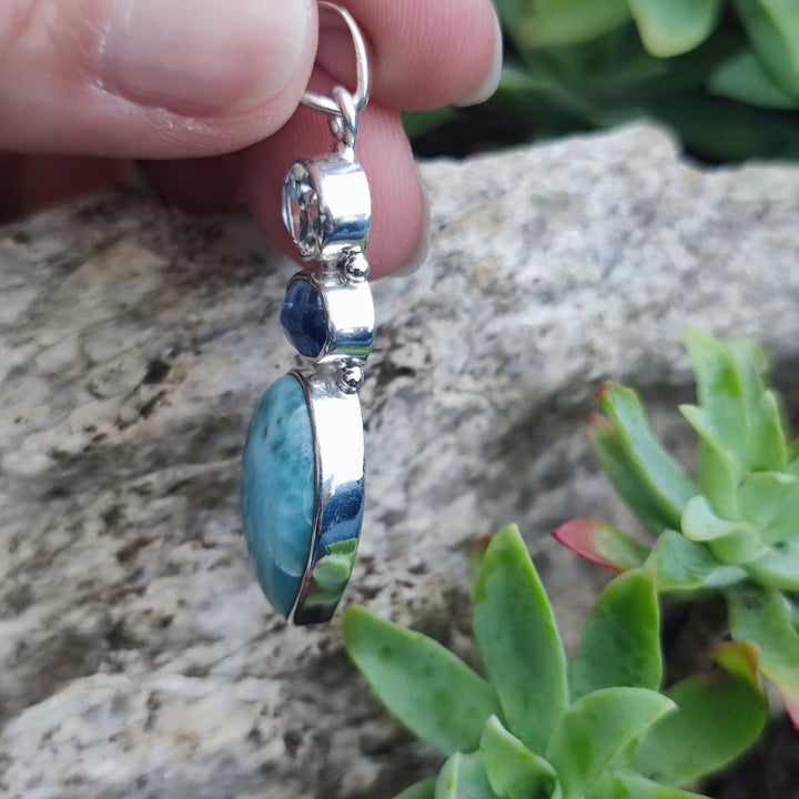 Ciondolo etnico in argento 925 con pietra - BHADAVA