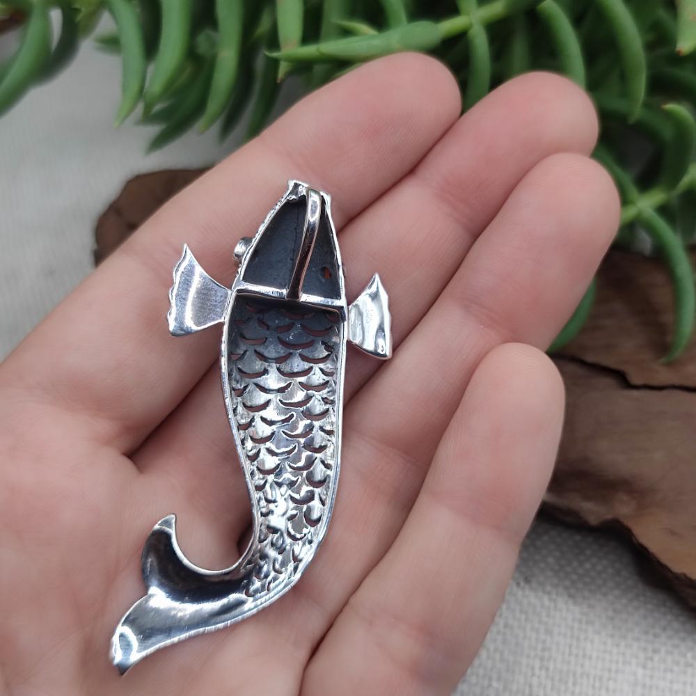 Ciondolo carpa KOI in argento 925 con pietra - BATALANA