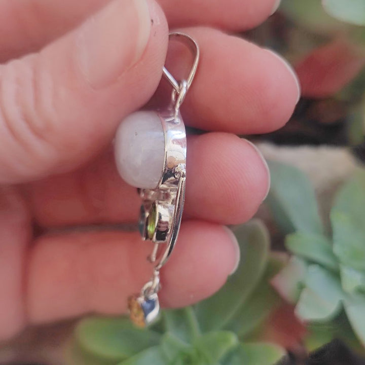 Ciondolo etnico in argento 925 con pietra - MANIPUR