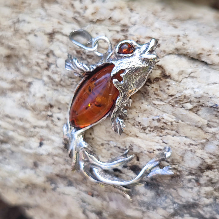Ciondolo in argento 925 con pietra e pesce - KATOL