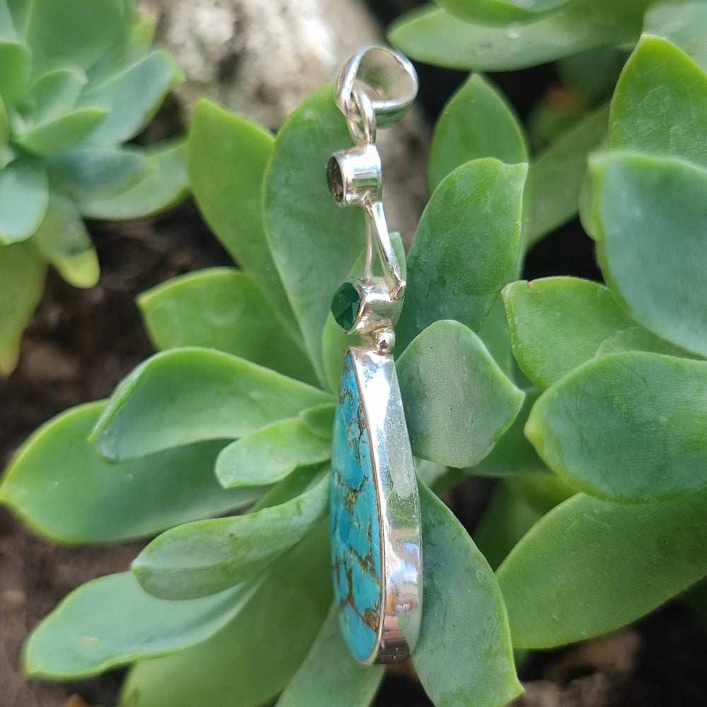 Ciondolo etnico in argento 925 con pietra - SAKNA