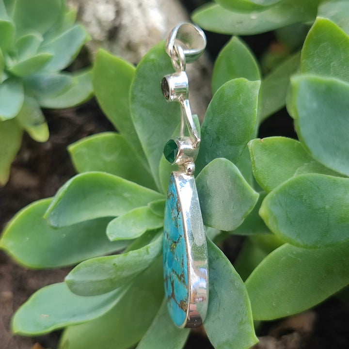 Ciondolo etnico in argento 925 con pietra - SAKNA