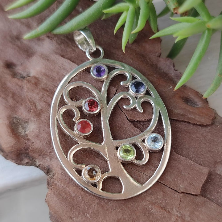 Ciondolo albero della vita in argento 925 pietra - AGHARMA