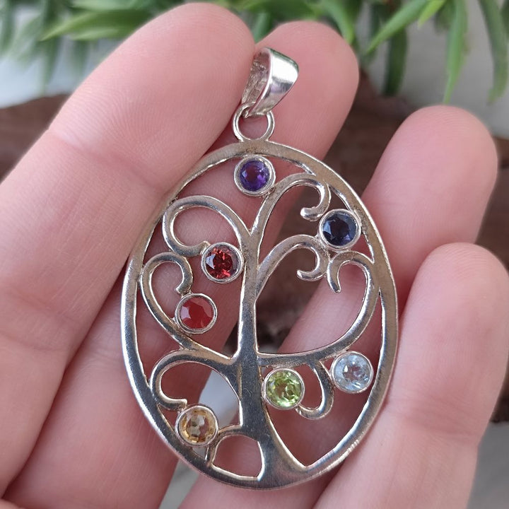 Ciondolo albero della vita in argento 925 pietra - AGHARMA