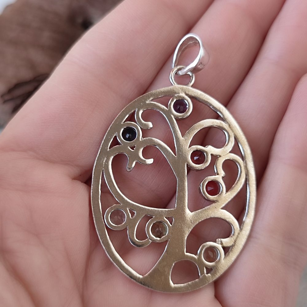 Ciondolo albero della vita in argento 925 pietra - AGHARMA