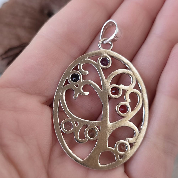Ciondolo albero della vita in argento 925 pietra - AGHARMA