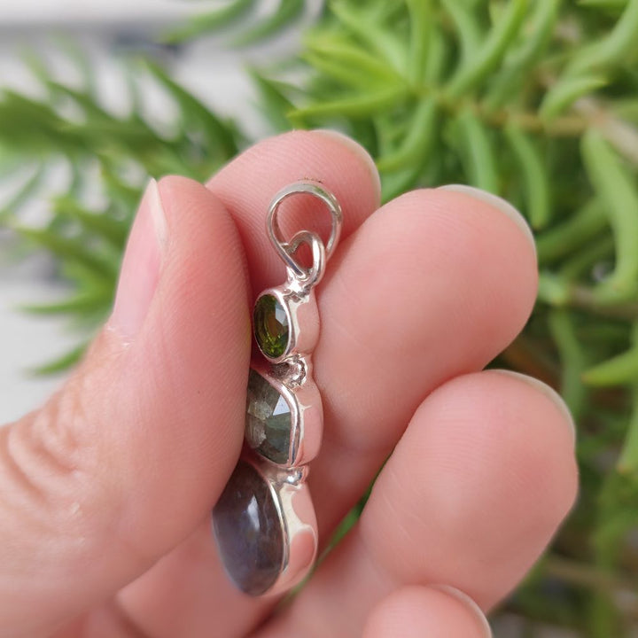 Ciondolo etnico in argento 925 con pietra - PALKOT