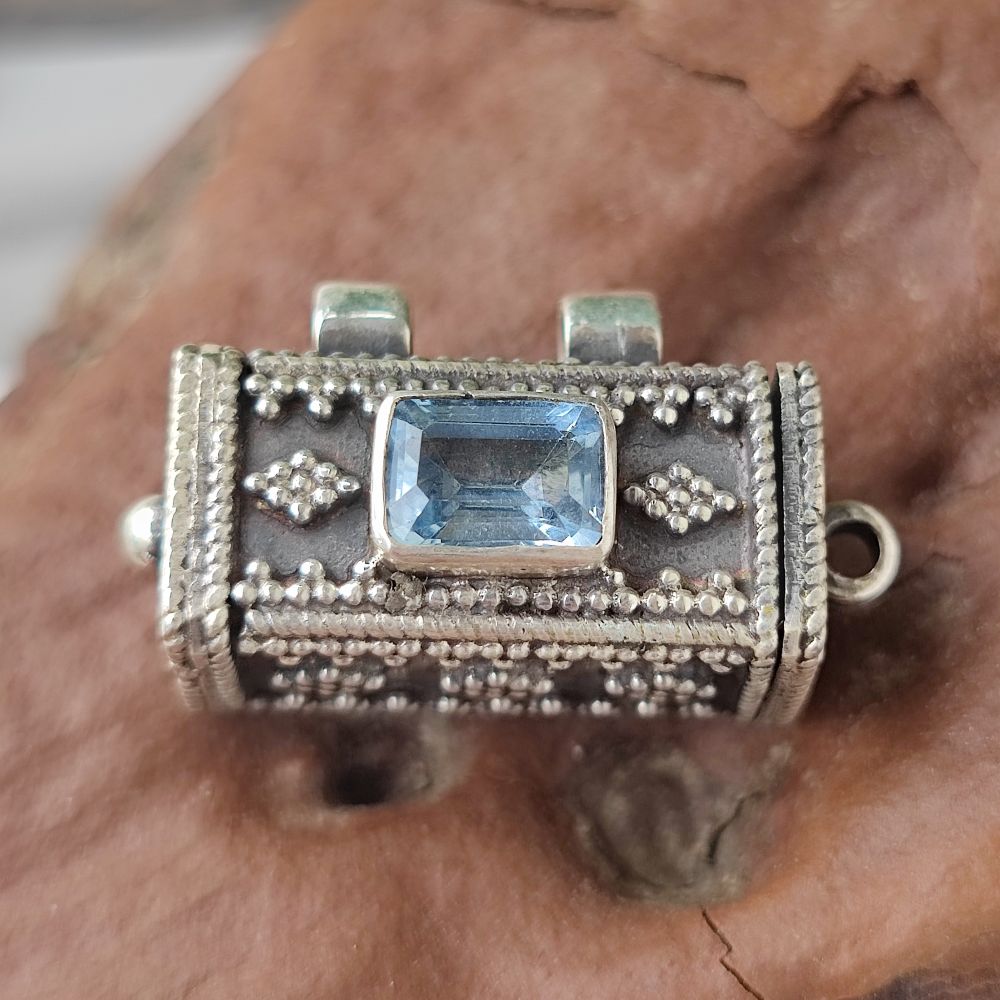 Ciondolo in argento 925 porta preghiere con pietra - MIRABAL