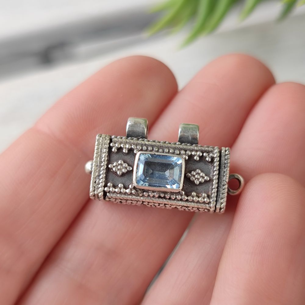 Ciondolo in argento 925 porta preghiere con pietra - MIRABAL
