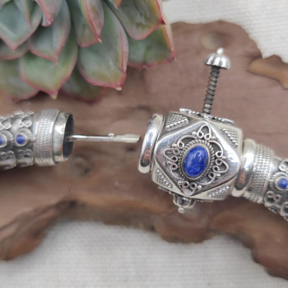 Collana rigida apribile in argento 925 lapislazzuli - YAMUNOTRI