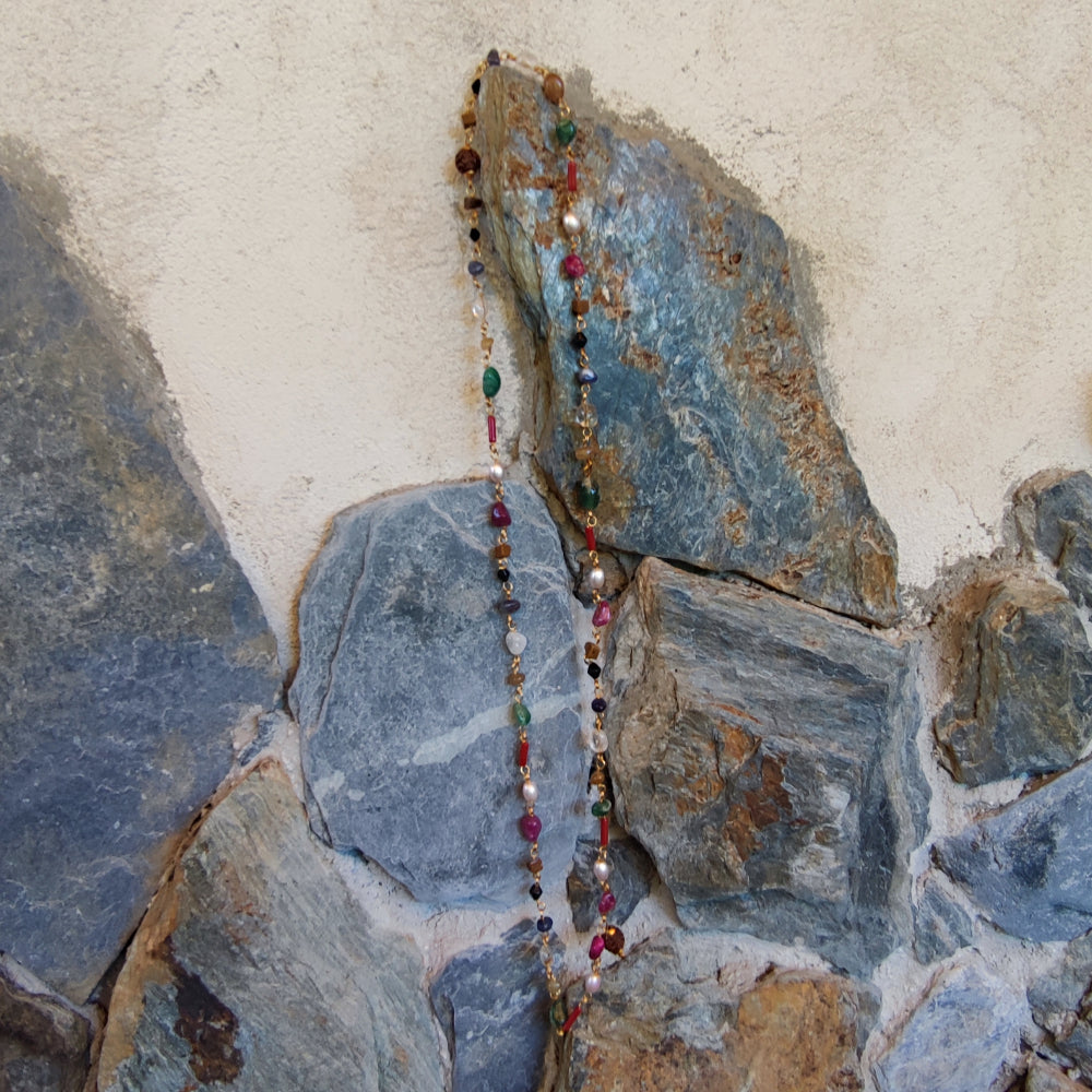 Collana in ottone Navratan con pietre - RAUNDA