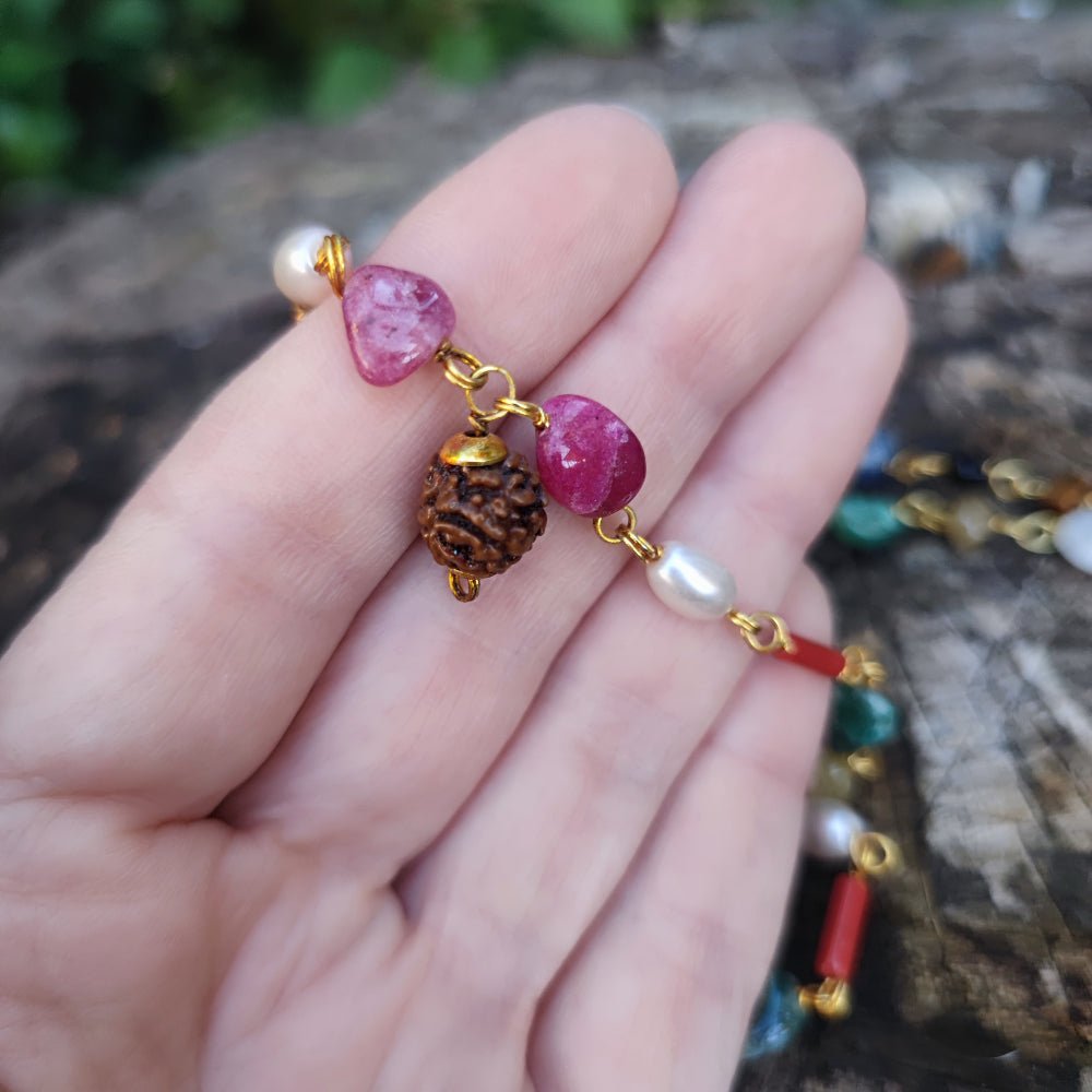 Collana in ottone Navratan con pietre - RAUNDA