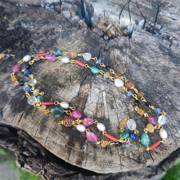 Collana in ottone Navratan con pietre - RAUNDA