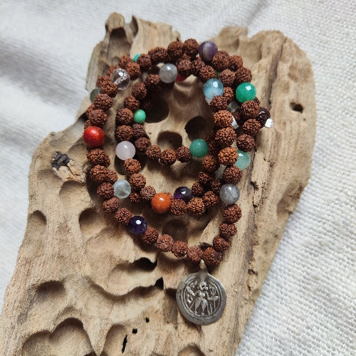 JAPA MALA con RUDRAKSHA e pietre con SHIVA