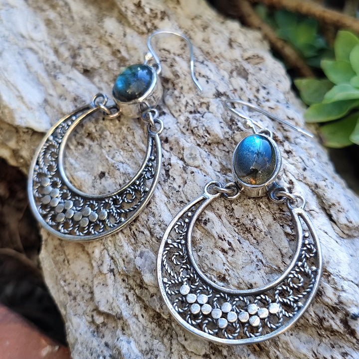 Orecchini artigianali con pietra in argento 925 - BALODRA