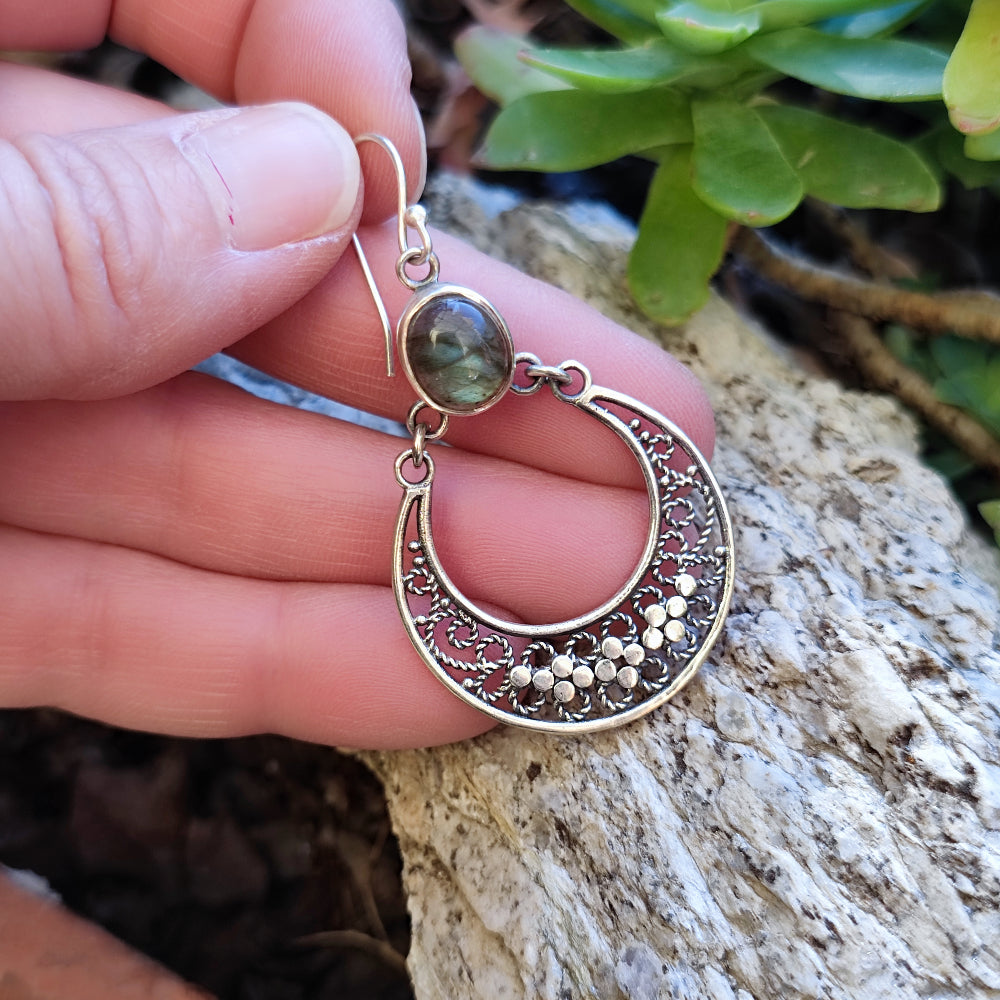 Orecchini artigianali con pietra in argento 925 - BALODRA