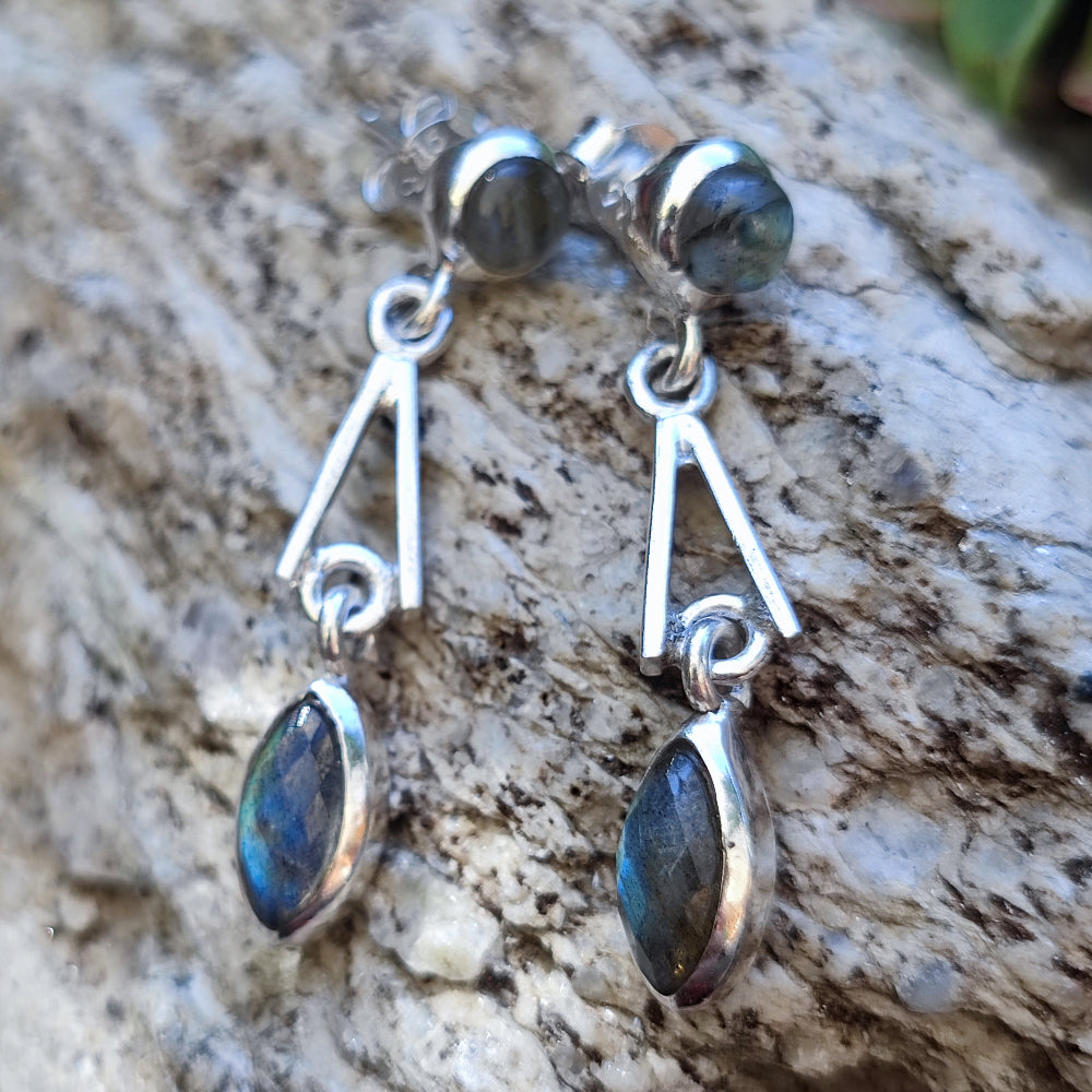 Orecchini artigianali con pietra in argento 925 - AFGAAN