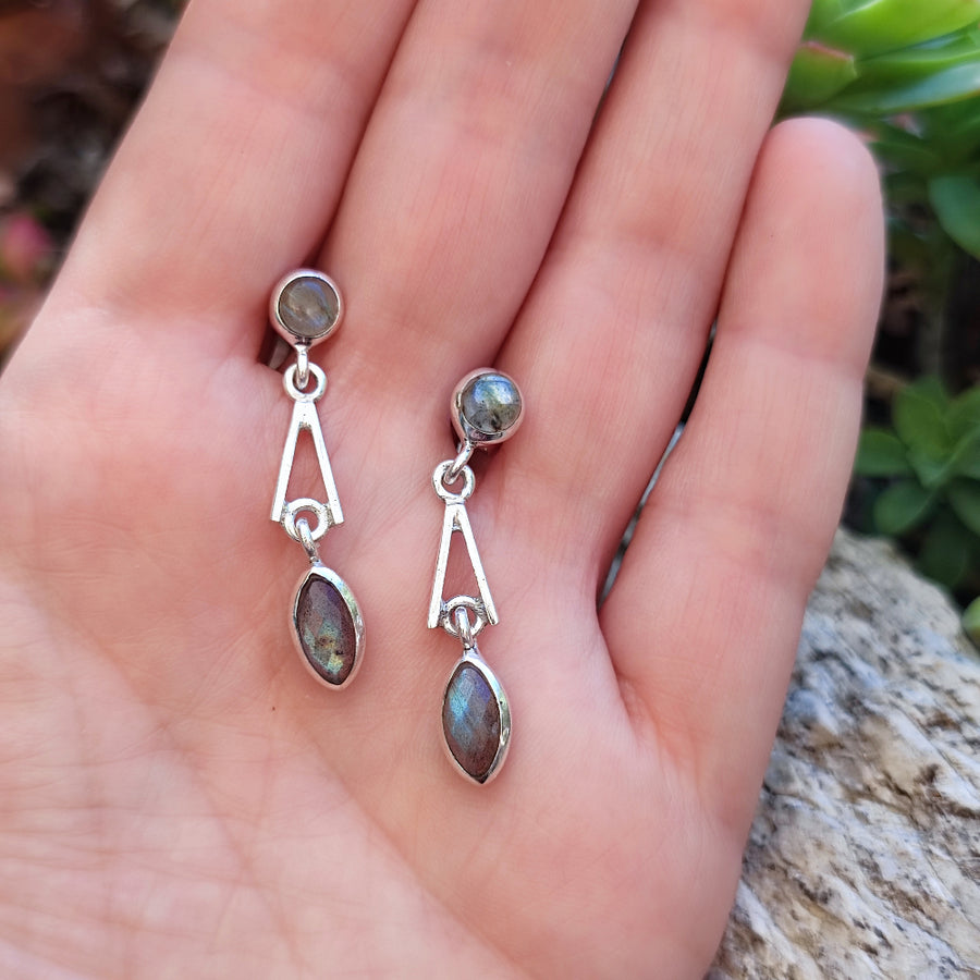 Orecchini artigianali con pietra in argento 925 - AFGAAN