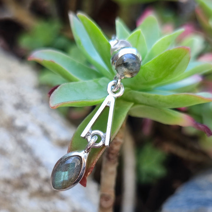 Orecchini artigianali con pietra in argento 925 - AFGAAN