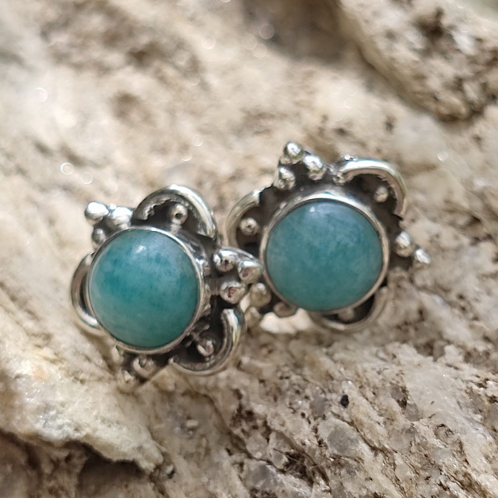 Orecchini etnici in argento 925 pietra - ARARI
