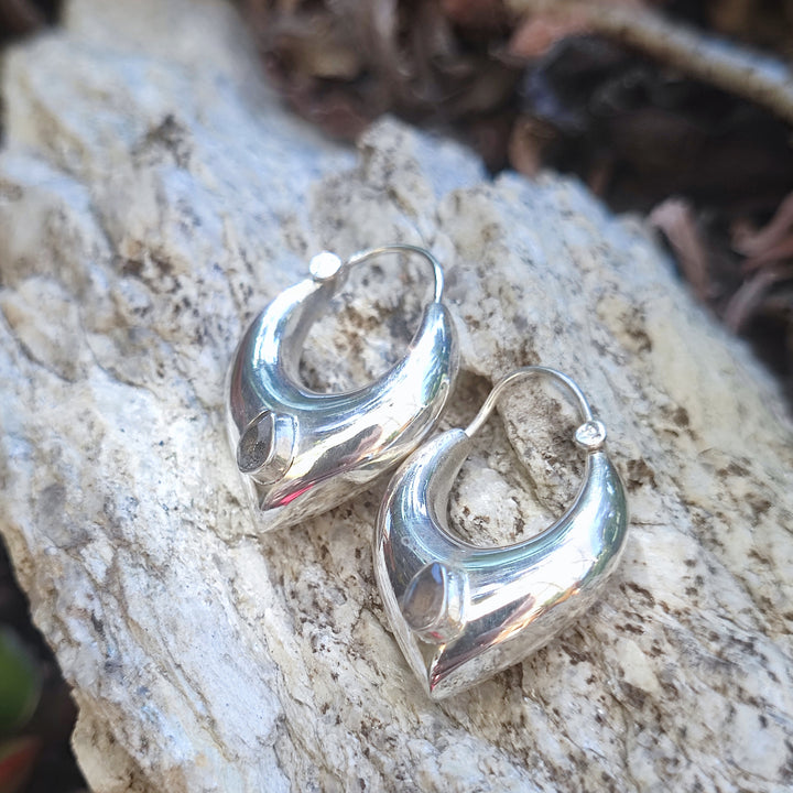 Orecchini artigianali con pietra in argento 925 - BALBHERA