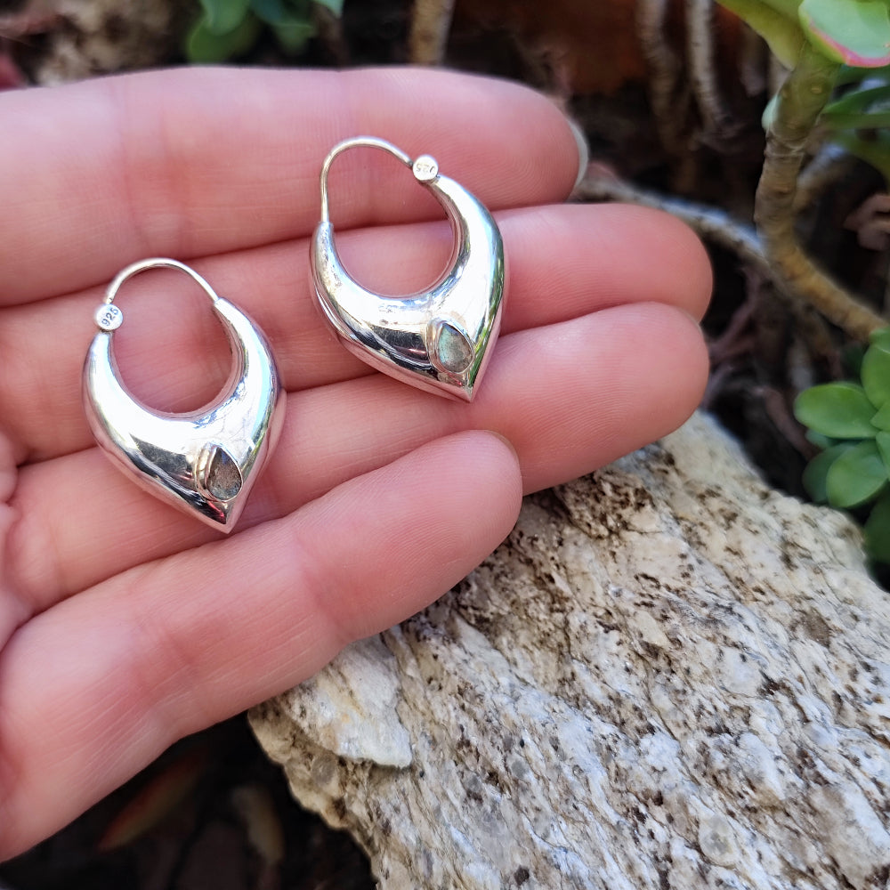 Orecchini artigianali con pietra in argento 925 - BALBHERA