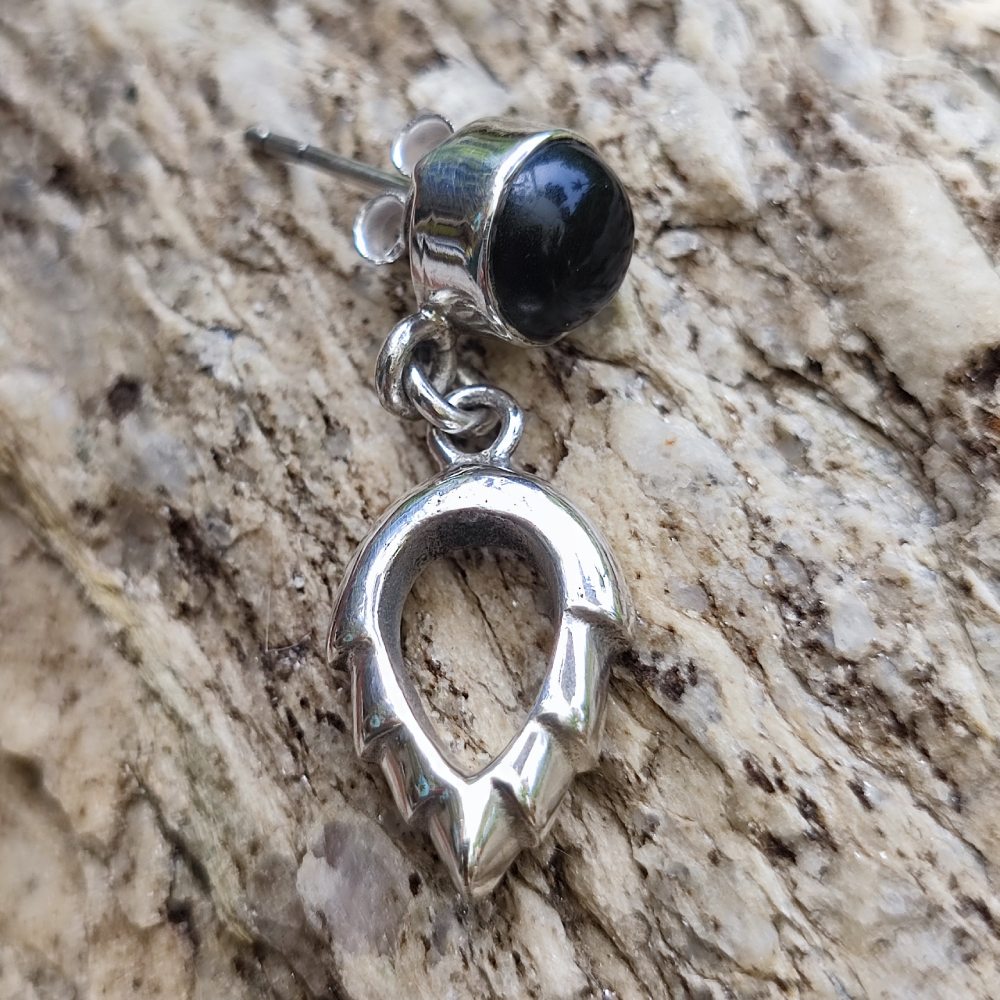 Orecchini etnici in argento 925 pietra - CHILPI