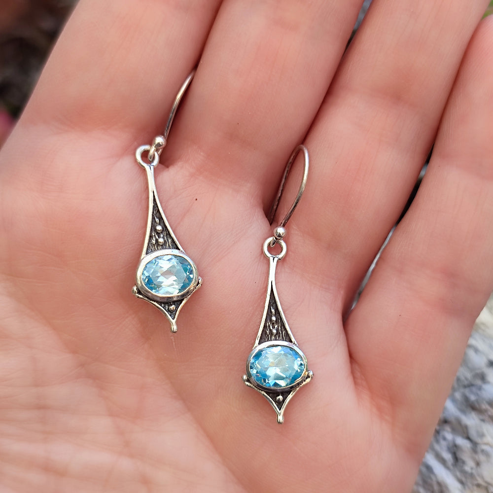 ORECCHINI etnici con pietra in argento 925 - DIWAN