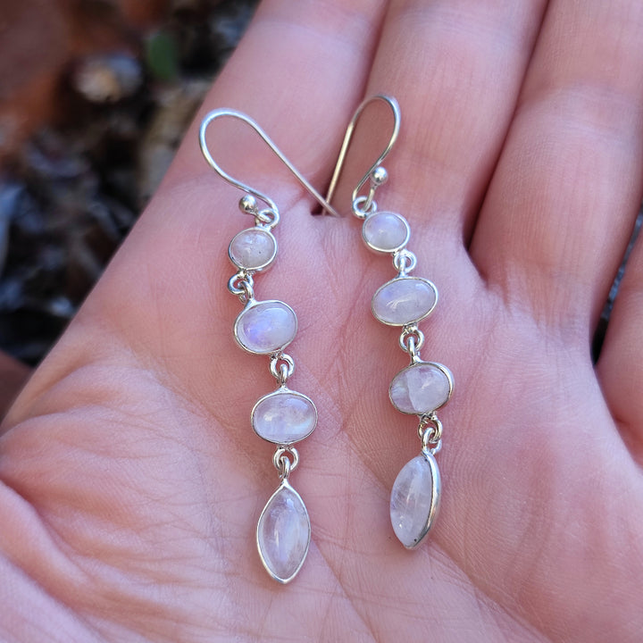 Orecchini etnici in argento 925 pietra di luna - GAYA